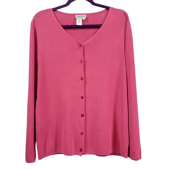 Vintage Coldwater Creek Cardigan Pink Sweater MIsses Size L - Picture 1 of 9